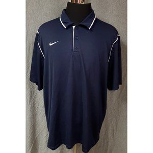 Nike Dri Fit XXL Dark Blue Short Sleeve Stretch 3 Button Pullover Polo Shirt
